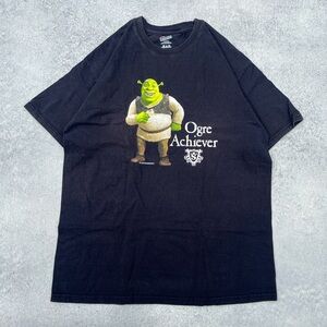 Vintage 2007 Dreamworks Shrek Ogre Achiever Faded Black Green Graphic T-Shirt